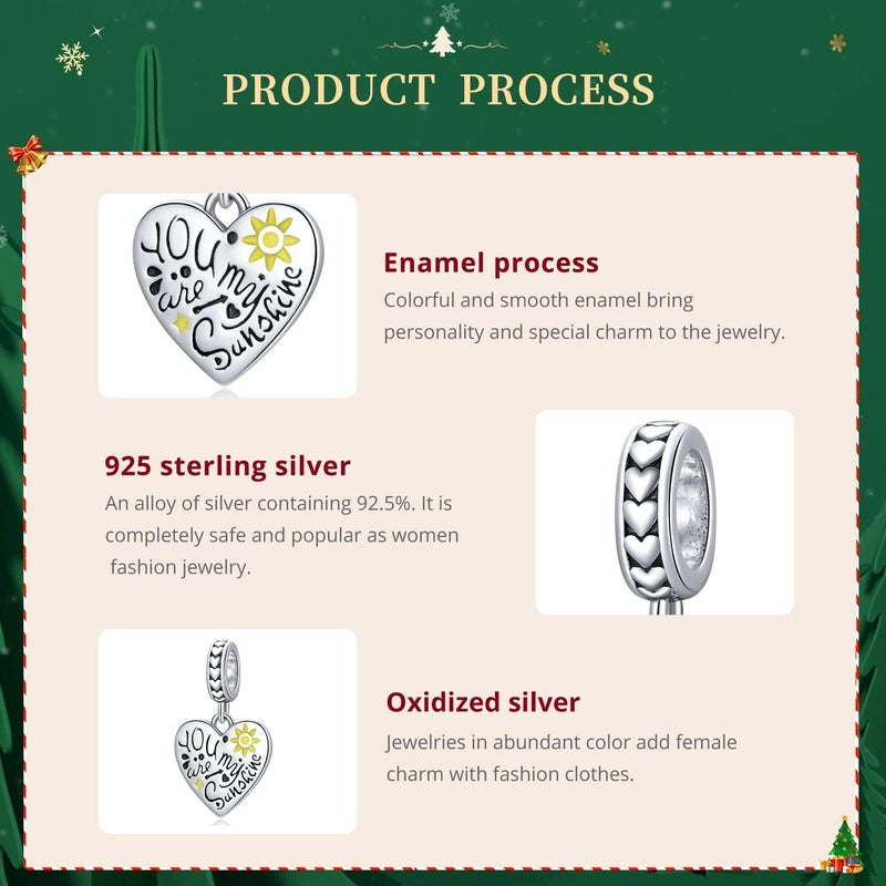 VOROCO Store 925 Sterling Silver Love Heart Charm for Charm Bracelet, Christmas Mother's Day Birthday Perfect Jewelry Gifts for Mom Grandma Daughter Friend Sister - Image 3